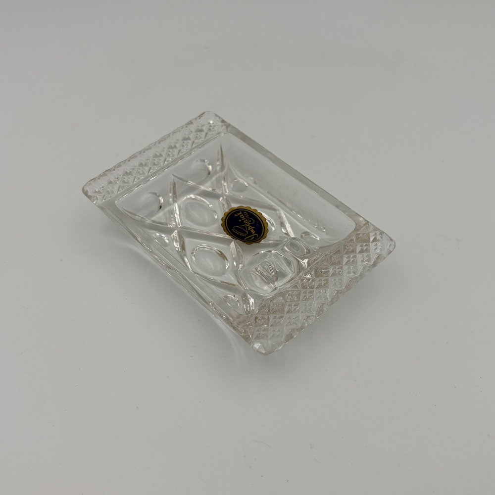 Imperial Glass Hand Crafted Ashtray Clear Diamond Cut Vintage USA - Picture 6 of 10